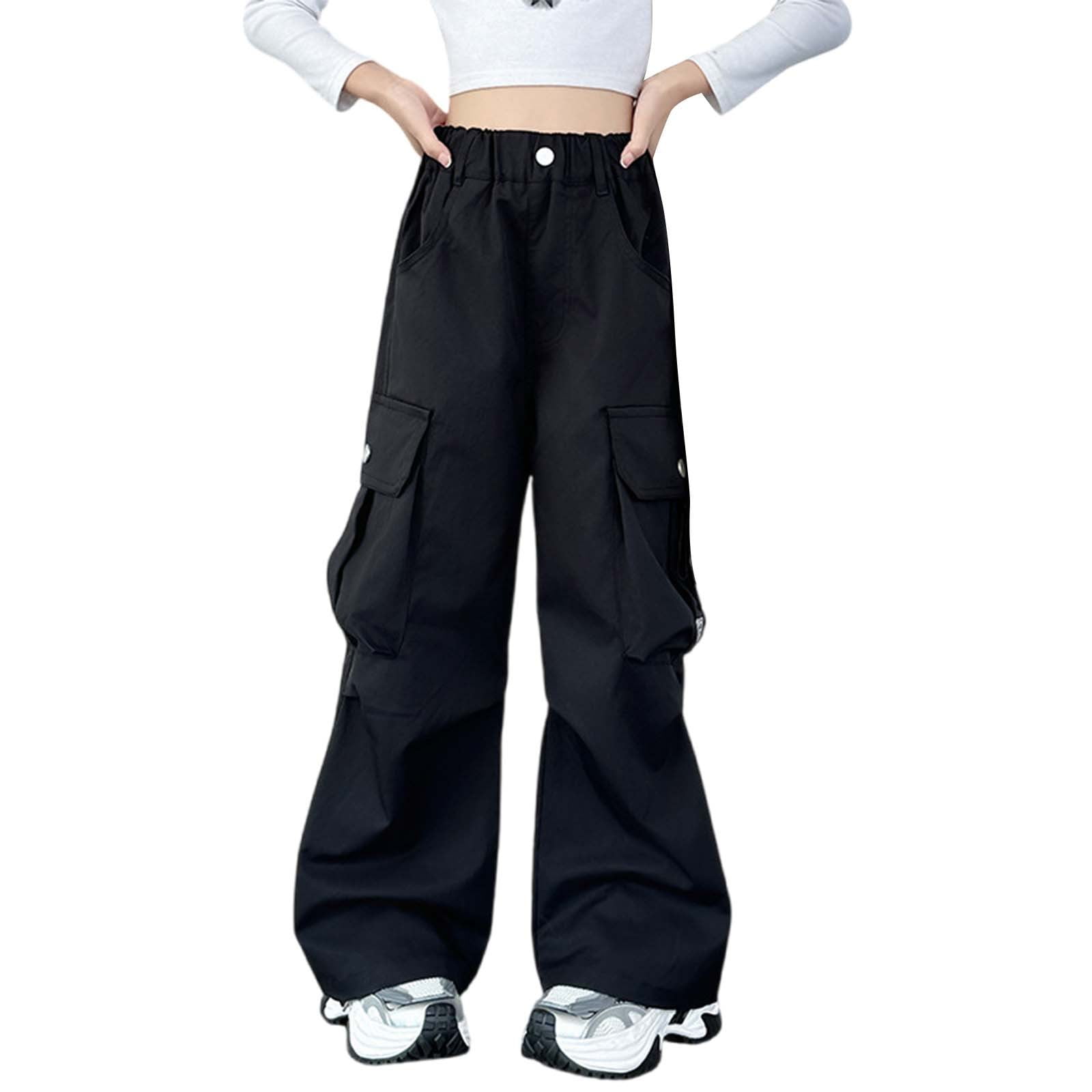 EnJoCho Girls Parachute Cargo Pants Hi𝗉 Ho𝗉 Streetwear Elastic