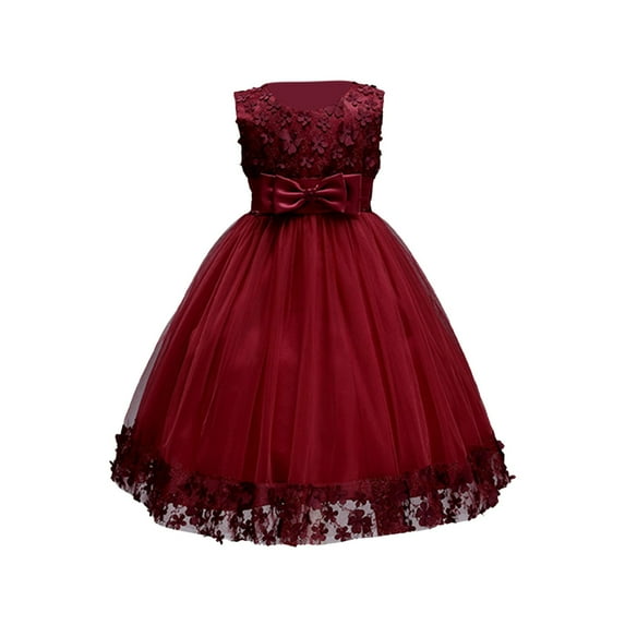 EnJoCho Girls Party Dress toddler Kids Baby Girls Casual Sleeveless Round Neck Floral Gown Mesh Tulle Dress Butterfly Party Dress Clothes Fashion Birthday Dresses