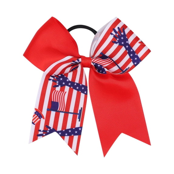 EnJoCho Girls Patriotic Ponytail Hair Ribbon Streamer 4th of July Red White Blue American Flag Holder Elastic Hair Tie Bands Independence Memorial Day outfit