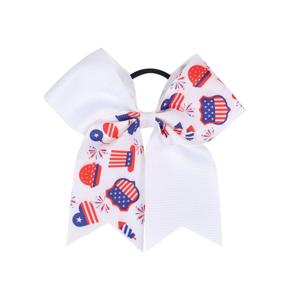 EnJoCho Girls Patriotic Ponytail Hair Ribbon Streamer 4th of July Red White Blue American Flag Holder Elastic Hair Tie Bands Independence Memorial Day outfit