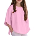 thumbnail image 1 of EnJoCho Girls Plain T-Shirt Spring Summer Short Sleeve Oversize Top Tween Trendy Athletic Tee Shirts Blouse Casual Outfits Clothes, 1 of 4