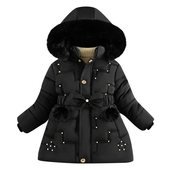 EnJoCho Girls Puffer Coat Mid Length Hooded Winter Jacket Thickened Cotton Filled Down Alternative Quilted Outdoor Warm Parka Outerwear