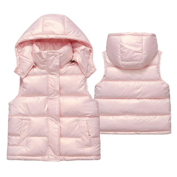 EnJoCho Girls Puffer Vest Metallic Shiny Sleeveless Hooded Jacket Toddler Kids Winter Lightweight Reflective Gilet Waistcoat Padded Quilted Vest Winter Wear Outdoor Activewear