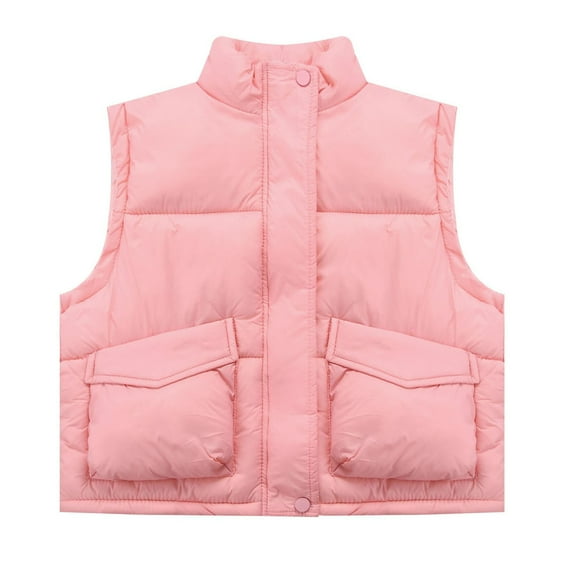 EnJoCho Girls Down Puffer Vest Sleeveless Puffy Stand Up Collar Jacket Winter Zip Up Waistcoat Outerwear Body Warmer Down Vest Winter Vest Girls Outerwear Vest