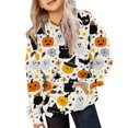 thumbnail image 1 of EnJoCho Girls Pullover Sweatshirt - Halloween Ghos𝗍 Pumpkin Print Hoodie for Toddler Girl Little Girls Teen Girls, Long Sleeve Casual Hooded Top for Fall Winter School Holiday Outfit, 1 of 5