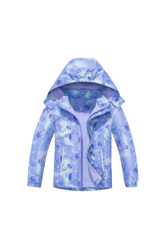 Girls Rain Jacket Kids Waterproof Lightweight Hooded Windbreaker Raincoat for Boys Outdoor Hiking School Travel