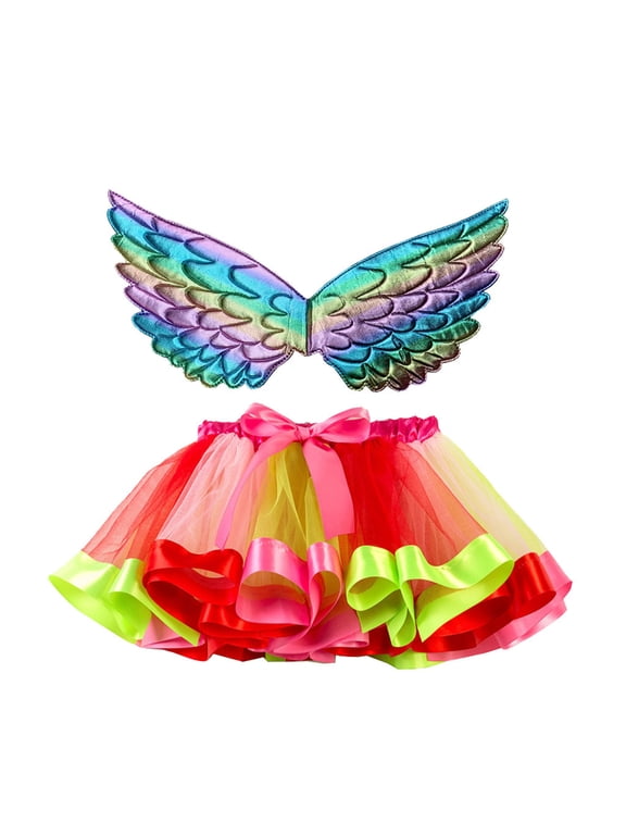 Girls Rainbow Tutu Skirt Layered Tulle Ballet Dance Party Skirt for Toddler Little Girls Christmas Holiday Dress Up Outfit Gift Toddler