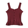 thumbnail image 1 of EnJoCho Girls Ribbed Knit Cam𝗂 Top Strap Button Front Spaghetti Strap Lettuce Fitted Sleeveless Crop Top for Kids Teens Blouse Girls Sleeveless Tank Top Holiday, 1 of 4