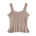 thumbnail image 1 of EnJoCho Girls Ribbed Knit Cam𝗂 Top Strap Button Front Spaghetti Strap Lettuce Fitted Sleeveless Crop Top for Kids Teens Blouse Girls Sleeveless Tank Top Holiday, 1 of 6
