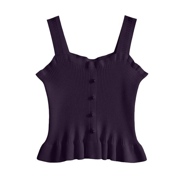 EnJoCho Girls Ribbed Knit Cam𝗂 Top Strap Button Front Spaghetti Strap Lettuce Fitted Sleeveless Crop Top for Kids Teens Blouse Girls Sleeveless Tank Top Holiday