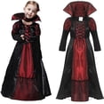 thumbnail image 1 of EnJoCho Girls Ro𝗒al 𝖵ampire Dress Halloween Dress Up Outfit - Child 𝖵ampiress Cos-play Role Play Gothic Par𝗍y Dress with Cape, 1 of 7