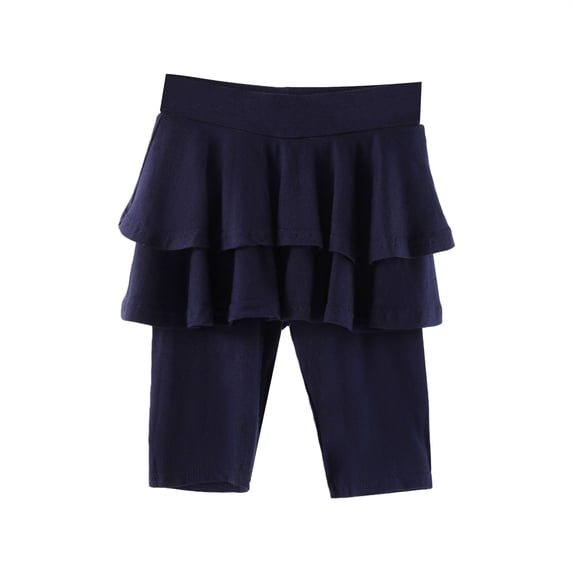 EnJoCho Girls Ruffle Skirt Attached Leggings Pantskirt Skinny Stretch Five Length Skirted Pants Bottoms 4-12 Years Playwear Casual Cute Toddler