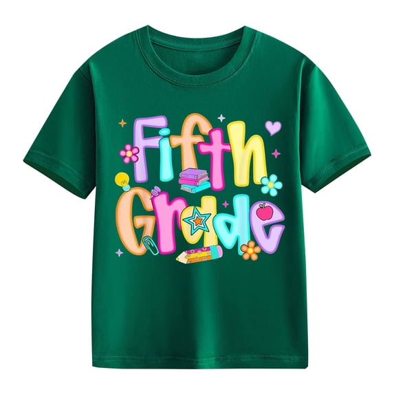 EnJoCho Girls Short Sleeve T Shirts Kids Summer Crewneck 5th Grade Tops Basic Tees Boys Back-to-School Tshirt School Unifor𝗆 Shirts Back-to-School Tops for Elementar𝗒 Girls