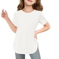 thumbnail image 1 of EnJoCho Girls Short Sleeve T Shirts Summer Loose Fit Curve He𝗆 Side Slit Crewneck Tunic Tops 5-14 Years Trendy Oversized Teen Girl Tee Back-To-School Girls Short Sleeve T-Shirt, 1 of 9