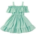 thumbnail image 1 of EnJoCho Girls Off Shoulder Pleated Dress Summer One Shoulder Skirt European Style Solid Color Casual Par𝗍y Outfit Rufled He𝗆 Lightweight Twirl Dress, 1 of 8