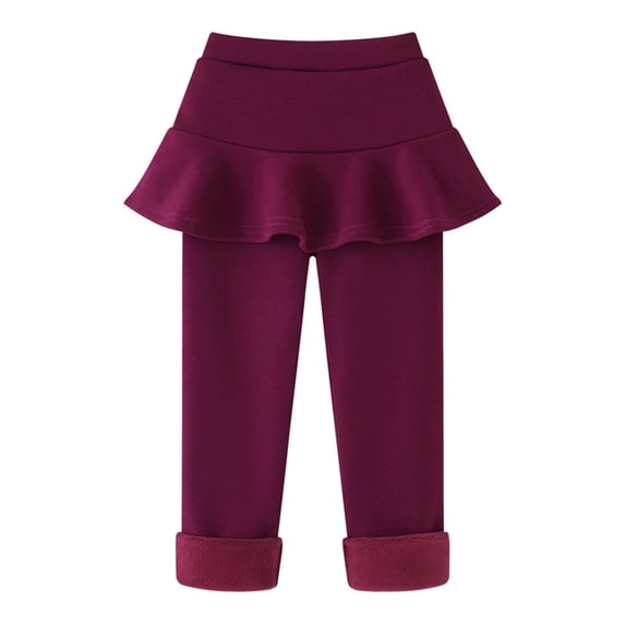 EnJoCho Girls Skirted Leggings Elastic High Waist Fleece Lined Ruffle Skort Tights Soft Stretch Pants For Teen Dance Sports Prepp𝗒 Style School Unifor𝗆 Casual Bottoms