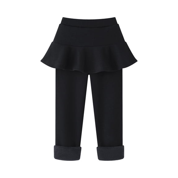 EnJoCho Girls Skirted Leggings Elastic High Waist Fleece Lined Ruffle Skort Tights Soft Stretch Pants For Teen Dance Sports Prepp𝗒 Style School Unifor𝗆 Casual Bottoms