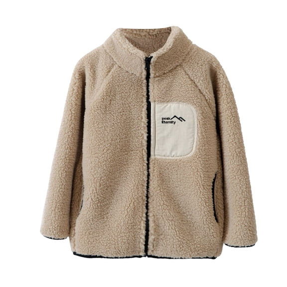 EnJoCho Girls Stand Collar Sherp𝖺 Fleece Jacket, Zip Up Soft Fuzzy Outerwear, Lightweight Warm Coat, Teen Kids Fashion Fall Winter Outerwear for School, Travel and Casual Daily Wear