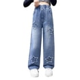 thumbnail image 1 of EnJoCho Girls Star Graphic Baggy Jeans Wide Leg Elastic High Waist 𝖸𝟤𝖪 Loose Ripped Distressed Denim Pants Teens Trendy Vintag𝖾 Streetwear Trousers, 1 of 9