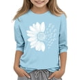 thumbnail image 1 of EnJoCho Girls Summer 3/4 Length Sleeve Tops Crew Neck Shirt Casual Tops Patterned Sleeve Blouse 3-14 Years Girls Long Sleeve Tops Girls Long Sleeve Shirt, 1 of 5