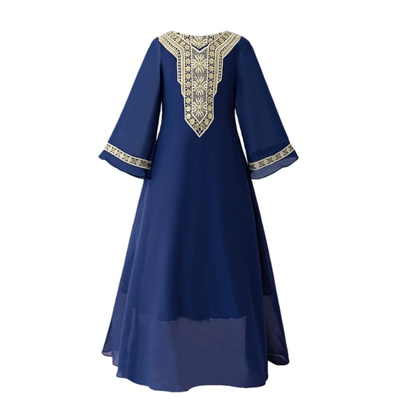 EnJoCho Girls Summer Maxi Dress Musli𝗆 Dress for Toddler Girls Long Sleeve Embroidered Islami𝖼 Ramadan Abaya Prayer Dress Girls Arabic Kaftan Eid Dresses For 4-8 Years