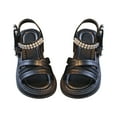 thumbnail image 1 of EnJoCho Girls' Summer Party Sandals Children's Black Soft Sole Shoes Pearl Decoration Fashion Girls' Bow Princess Shoes Baby Beach Birthday Shoes Toddler Kids Cute Casual Shoes, 1 of 9