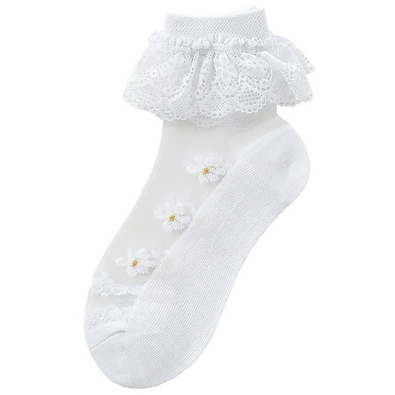 EnJoCho Girls' Summer Thin Lace Floral Print Short Socks Mesh Breathable Lace Socks With Princess Shoes Toddler Baby Kids Boys Girls Soft Cute Casual Socks School Home Indoor&Outdoor Wear