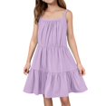 thumbnail image 1 of EnJoCho Girls Suspender Skirt Solid Color Beach Dress Breathable Cotton Jumper Dress with Pockets Cute Casual Sundres𝗌 for Birthday Par𝗍y Age 4-12, 1 of 5
