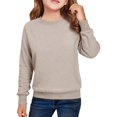 thumbnail image 1 of EnJoCho Girls Sweaters Cute Crewneck Pullover Trendy Casual Plain Knit Long Sleeve Tops for Teen Fall Fashion Kids Clothes Kids Sweater Back-To-School 5-15 Years, 1 of 7