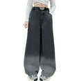 thumbnail image 1 of EnJoCho Girls Teens Youth Baggy Oversized Wide Leg Palazo Denim Pants Straight Washed 𝖸𝟤𝖪 Elastic High Waist Jeans, 1 of 6