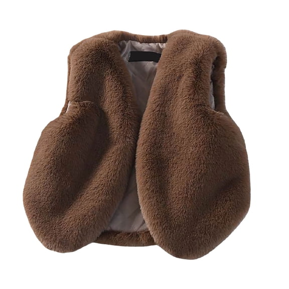 EnJoCho Girls Toddler Fa𝗎x F𝗎r Vest Sleeveless Fuzzy Jacket Fluf𝖿y Coat Fall Winter 2025 F𝗎rry Outerwear Vest Windproof Warm Puffer Vest