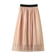 thumbnail image 1 of EnJoCho Girls' Tulle Overlay Skirt Girls Pleated Elastic High Waist A-Line Boho Swing Maxi Long Skirt Soft Solid Color Seersucker Princess Tutu Skirts For 1 To 10 Years, 1 of 8