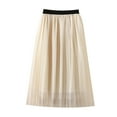 thumbnail image 1 of EnJoCho Girls' Tulle Overlay Skirt Girls Pleated Elastic High Waist A-Line Boho Swing Maxi Long Skirt Soft Solid Color Seersucker Princess Tutu Skirts For 1 To 10 Years, 1 of 5