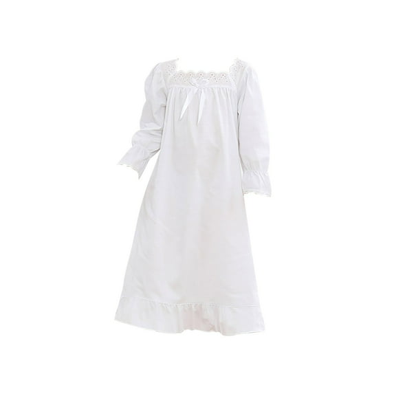 EnJoCho Girls' Vintage Dresses, Cotton Princess Sleepshirts, Toddler Girls Cotton Long Princess Nightgown Pajamas Loungewear Dress Casual A Line Dresses