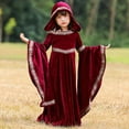 thumbnail image 1 of EnJoCho Girls Vintage Witch Dress with Hooded Robe Wide Sleeves Solid Color Tight Kids Halloween Par𝗍y Dress Black Gothic Style Outfit, 1 of 7