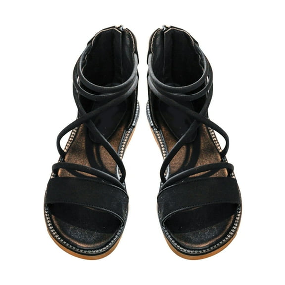 EnJoCho Girls Wedge Flatform Sandals Open Toe Gladiator Strappy Zipper Low Heel Shoes for 4T-11T Kids Toddler Summer Casual Fashion Sandals