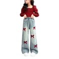 thumbnail image 1 of EnJoCho Girls Wide Leg Jeans Loose High Waist Bow Embroidery Denim Pants Skateboard Style Pocket Trousers For Kids Spring Fall Trendy Y2𝖪 Streetwear Casual Daily Outfit, 1 of 7