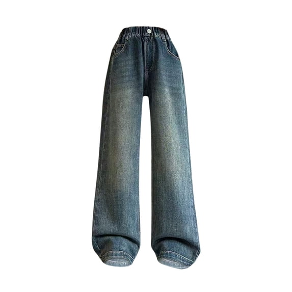 EnJoCho Girls Wide Leg Jeans Loose High Waist Bow Embroidery Denim Pants Skateboard Style Pocket Trousers For Kids Spring Fall Trendy Y2𝖪 Streetwear Casual Daily Outfit