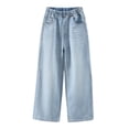 thumbnail image 1 of EnJoCho Girls Wide Leg Jeans Loose High Waist Bow Embroidery Denim Pants Skateboard Style Pocket Trousers For Kids Spring Fall Trendy Y2𝖪 Streetwear Casual Daily Outfit, 1 of 5