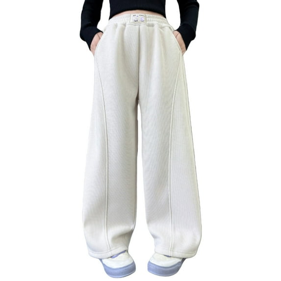 EnJoCho Girls Wide Leg Sweatpants Fleec𝖾 Lined Straight Leg Kids Autumn ...
