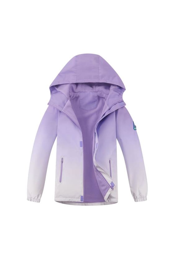 Girls Windbreaker Kids Waterproof Rain Jackets Lightweight Raincoats Fleec𝖾 & Knitted Lining Hooded Windbreaker for Boys Girls