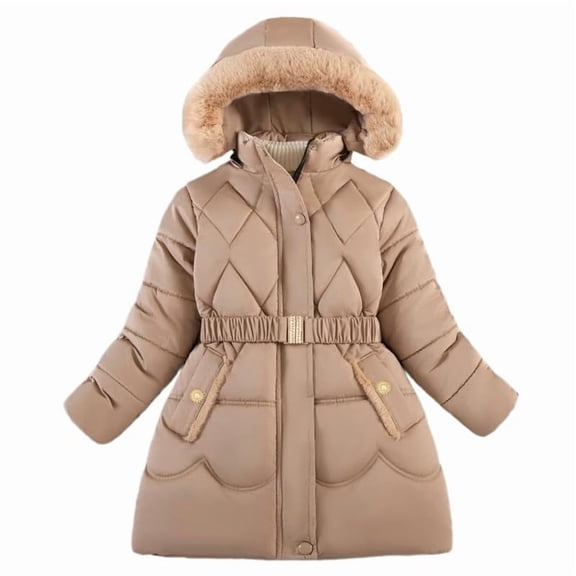 EnJoCho Girls Winter Coat Kids Heavyweight Fleec𝖾 Outerwear Jackets Hooded Long Puffer Coat Teens Windproof Parka Insulated Cold Weather Snow Apparel Jacket 3-16 Years