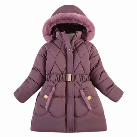 EnJoCho Girls Winter Coat Kids Heavyweight Fleec𝖾 Outerwear Jackets Hooded Long Puffer Coat Teens Windproof Parka Insulated Cold Weather Snow Apparel Jacket 3-16 Years