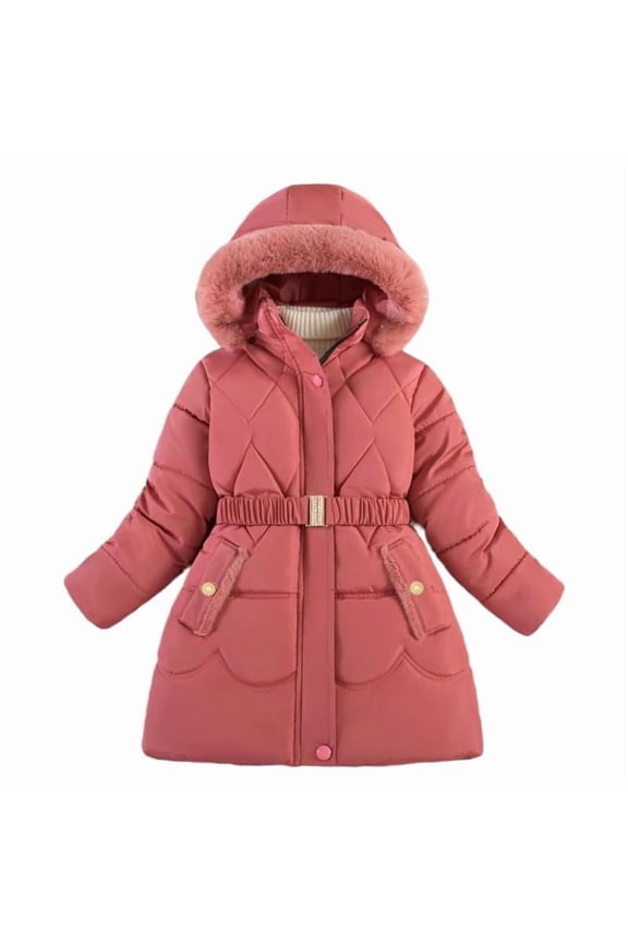 Girls Winter Coat Kids Heavyweight Fleec𝖾 Outerwear Jackets Hooded Long Puffer Coat Teens Windproof Parka Insulated Cold Weather Snow Apparel Jacket 3-16 Years