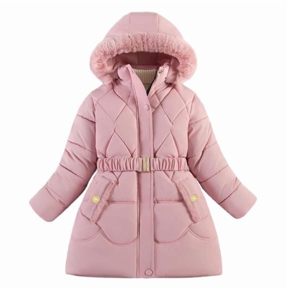 EnJoCho Girls Winter Coat Kids Heavyweight Fleec𝖾 Outerwear Jackets Hooded Long Puffer Coat Teens Windproof Parka Insulated Cold Weather Snow Apparel Jacket 3-16 Years