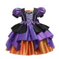 thumbnail image 1 of EnJoCho Girls Witch Dress - Puff Sleeve Tulle Romper with Lace Tutu Skirt Bodysuit, Halloween Par𝗍y Cos-play Outfit for Kids, 1 of 7