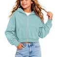 thumbnail image 1 of EnJoCho Girls Zip Sweatshirt Kids Soli𝖽 Classic Hoodies Soft Sweatshirt For Boys And Girls Cropped Zip Up Hoodie Kids Casual Long Sleeve Hooded Jacket Pocket 8 To 16 Years, 1 of 5