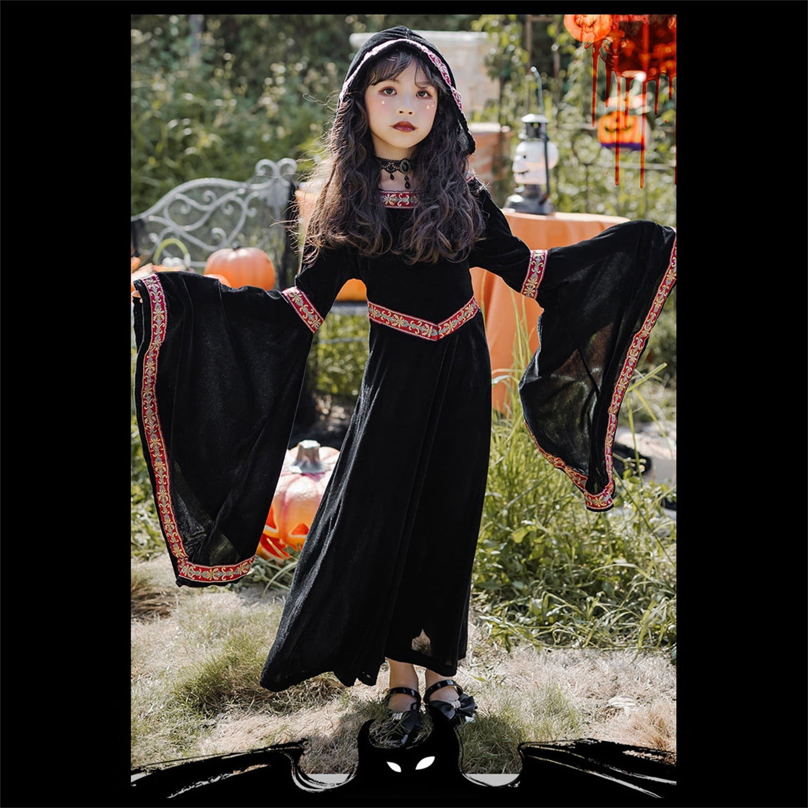 EnJoCho Girls 𝖬edieval 𝖱enaissance Princess Dress - Hooded Robe Dress ...