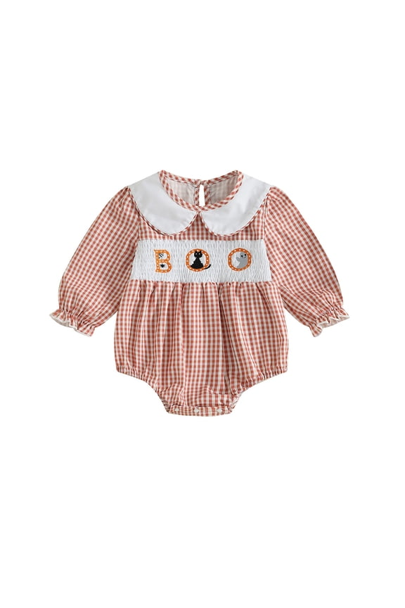 Halloween Baby Kids Baby Clothes, Cat Striped Smocked Bubble Romper Romper Bodysuit Fall Outfit for Toddler
