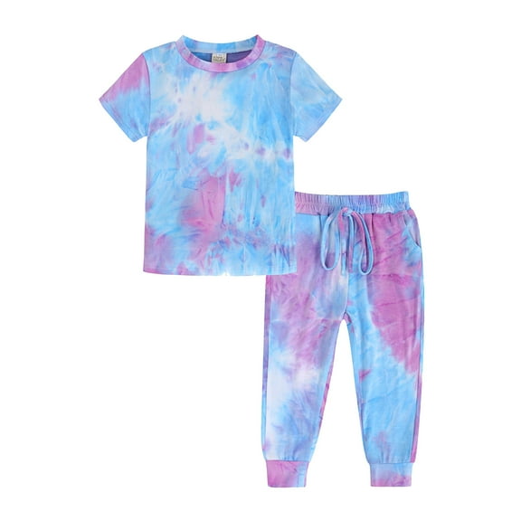 EnJoCho Heart Pant Girl Kids Toddler Boy Girls Clothes Sports Casual Tie Dye Prints Short Sleeves T Shirt Elastic Waist Pants Set Outfit Little Child Boy Girl Trendy Set